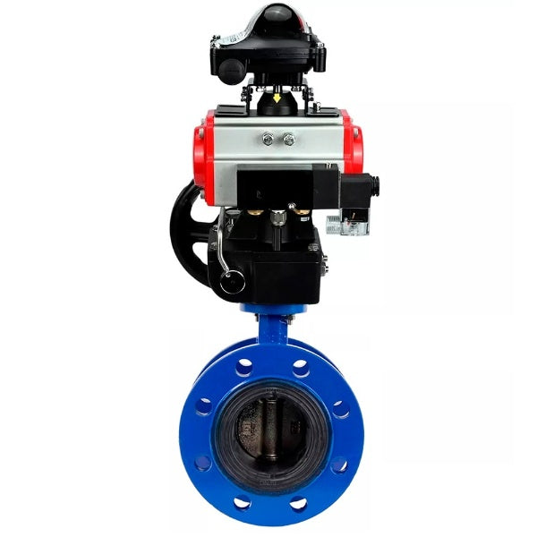Water Butterfly Valve Elephant WBV1331E-2W-F-H, body material - Cast iron GGG40/EN-GJS-400-15, disk material - Stainless steel AISI 304, seal - EPDM, pneumatic actuator PA-DA double action, 4M310-08 NAMUR 24V, LSU APL-210N, handwheel MON