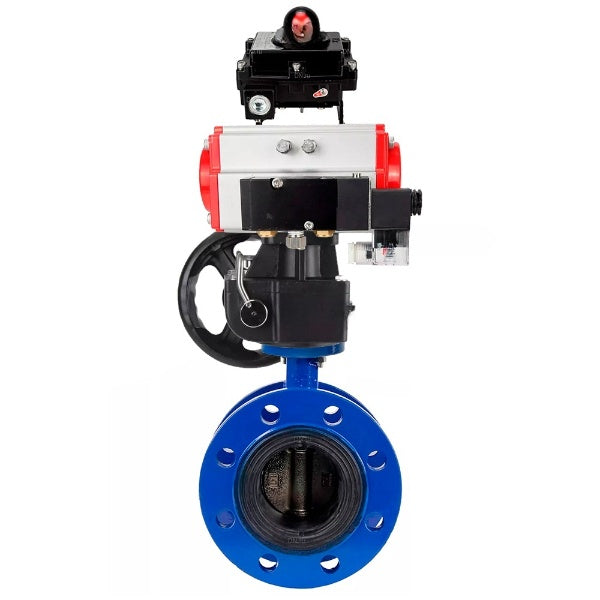 Water Butterfly Valve Elephant WBV1331E-2W-F-H, body material - Cast iron GGG40/EN-GJS-400-15, disk material - Stainless steel AISI 304, seal - EPDM, pneumatic actuator PA-DA double action, 4M310-08 NAMUR 24V, LSU APL-410N EX, handwheel MON