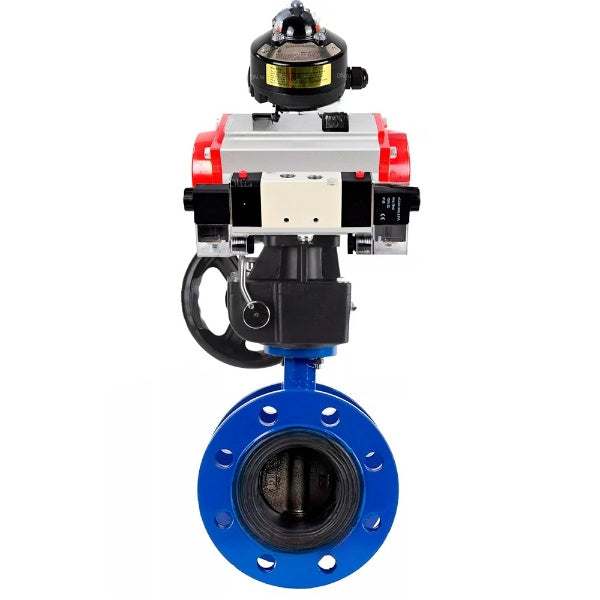 Water Butterfly Valve Elephant WBV1331E-2W-F-H, body material - Cast iron GGG40/EN-GJS-400-15, disk material - Stainless steel AISI 304, seal - EPDM, pneumatic actuator PA-DA double action, 4V320-10 220V, LSU APL-510N EX, handwheel MON