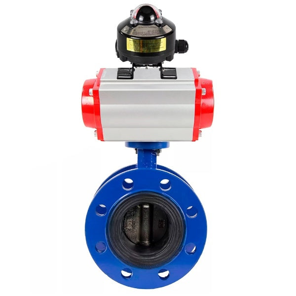 Water Butterfly Valve Elephant WBV1331E-2W-F-H, body material - Cast iron GGG40/EN-GJS-400-15, disk material - Stainless steel AISI 304, seal - EPDM, pneumatic actuator PA-SA with return springs, LSU APL-510N EX