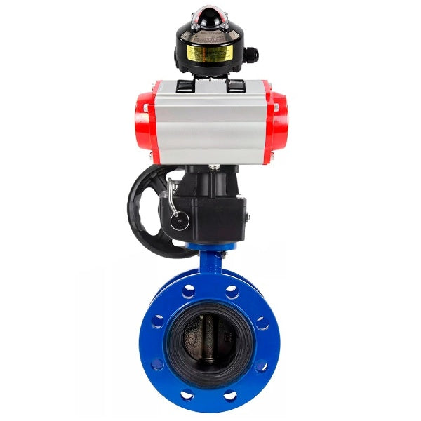 Water Butterfly Valve Elephant WBV1331E-2W-F-H, body material - Cast iron GGG40/EN-GJS-400-15, disk material - Stainless steel AISI 304, seal - EPDM, pneumatic actuator PA-DA double action, LSU APL-510N EX, handwheel MON