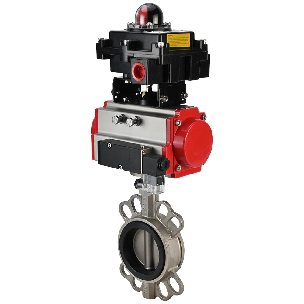 Water Butterfly Valve Elephant WBV3131V-2W-Fb-H, body material - Stainless steel AISI 304, disk material - Stainless steel AISI 304, seal - Viton, pneumatic actuator PA-DA double action, 4V320-10 220V, LSU APL-410N EX