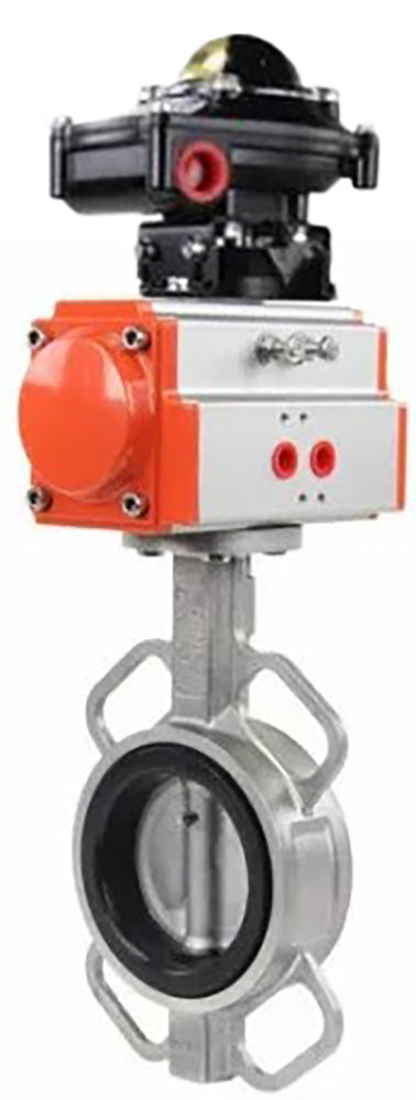 Water Butterfly Valve Elephant WBV3131N-2W-Fb-H, body material - Stainless steel AISI 304, disk material - Stainless steel AISI 304, seal - NBR, pneumatic actuator PA-DA double action, LSU APL-510N EX