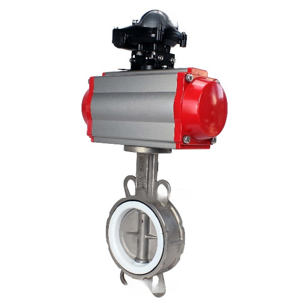 Water Butterfly Valve Elephant WBV3131P-2W-Fb-H, body material - Stainless steel AISI 304, disk material - Stainless steel AISI 304, seal - PTFE, pneumatic actuator PA-DA double action, LSU APL-210N