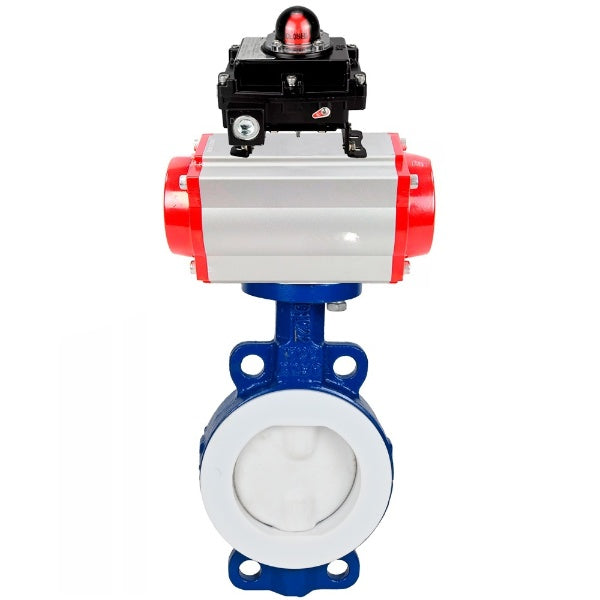 Water Butterfly Valve Elephant WBV3434Pf-2W-Fb-H, body material - Carbon steel, disk material - Carbon steel, seal - PTFE, coated PTFE, pneumatic actuator PA-DA double action, LSU APL-410N EX