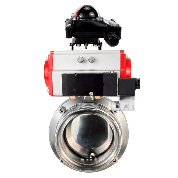 Water Butterfly valves Elephant WBV3131S-2W-T-H, body material - stainless steel AISI 304, seal - Silicon, with pneumatic actuator PA-DA-052 double action, 4M310-08 NAMUR 24V, LSU APL-210N