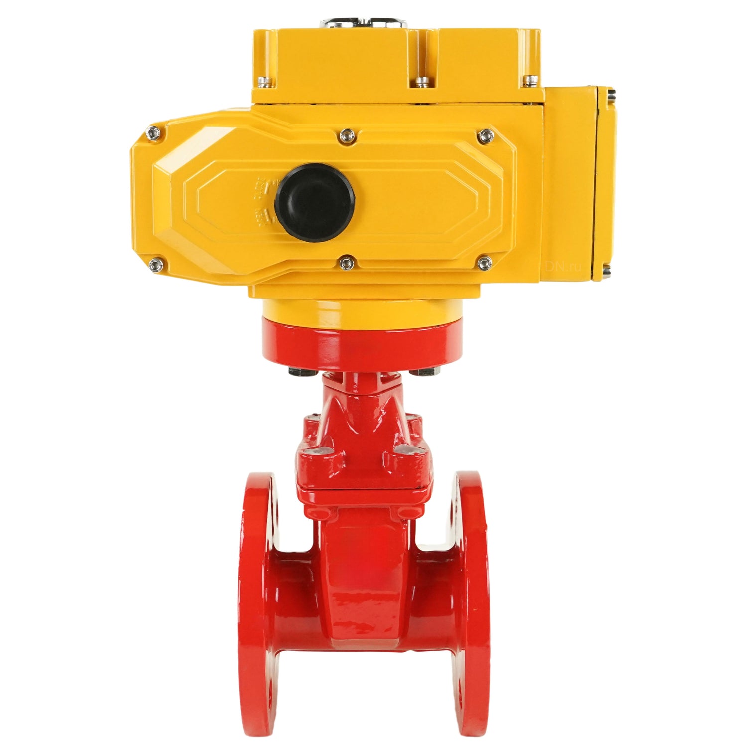 Wedge gate valve red Elephant-GGG50-EPDM-F4-RED 16 bar class 150 T=230-248°F flange connection, with rubber lined wedge EPDM, electric actuator Elephant MT-110/220, 110/220V