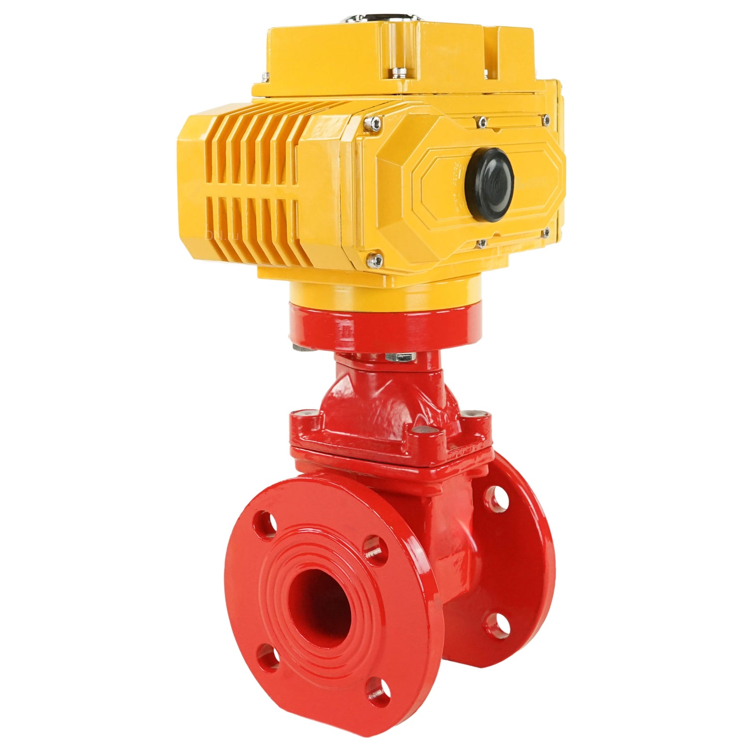 Wedge gate valve red Elephant-GGG50-EPDM-F4-RED 16 bar class 150 T=230-248°F flange connection, with rubber lined wedge EPDM, electric actuator Elephant MT-110/220, 110/220V