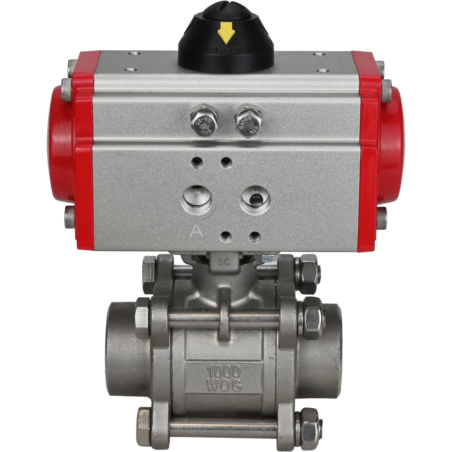 Stainless steel ball valve Elephant kshpp-316200-da, body material - stainless steel AISI 316, ball material - stainless steel AISI 316, seal - PTFE, pneumatic actuator operated