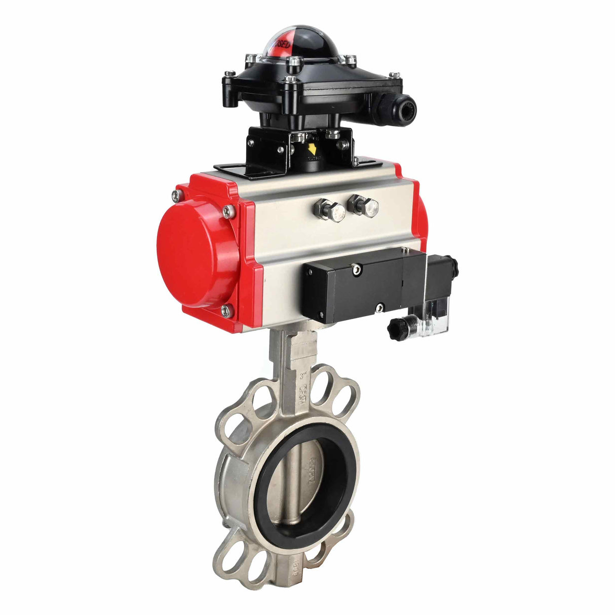 Water Butterfly Valve Elephant 316l-316l-epdm-sa-4m310-110/220-apl210n, body material - stainless steel AISI 316L, disk material - stainless steel AISI 316L, seal - EPDM, pneumatic actuator operated