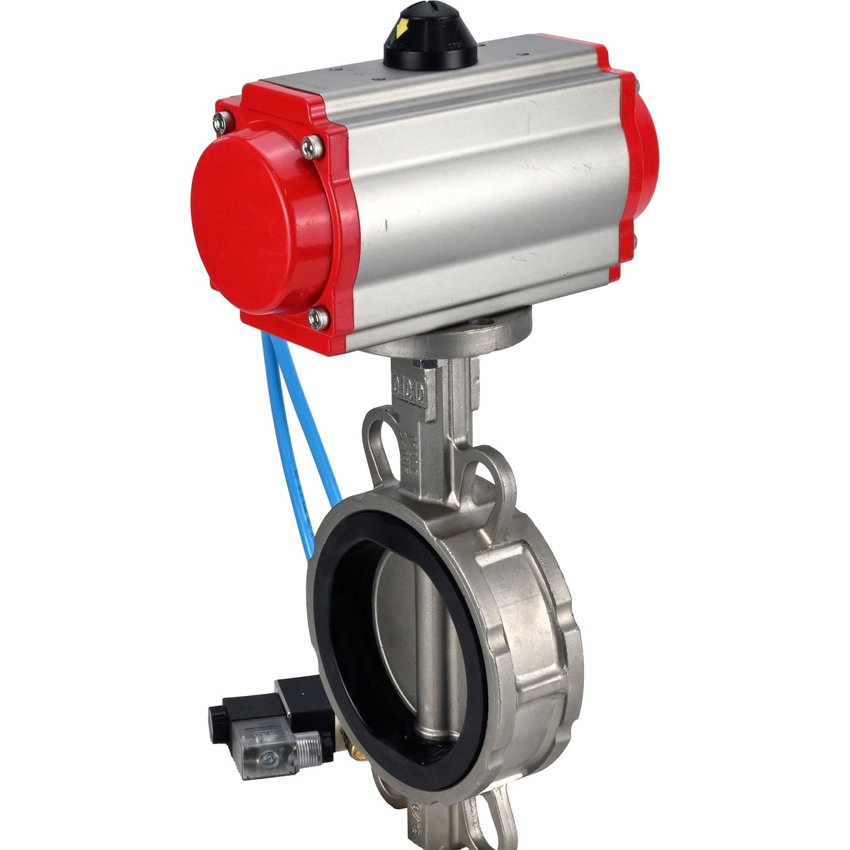 Water Butterfly Valve Elephant WBV3232N-2W-Fb-H, body material - stainless steel AISI 316L, disk material - stainless steel AISI 316L, seal - NBR, with pneumatic actuator with return springs PA-SA, 4V320-10 220V