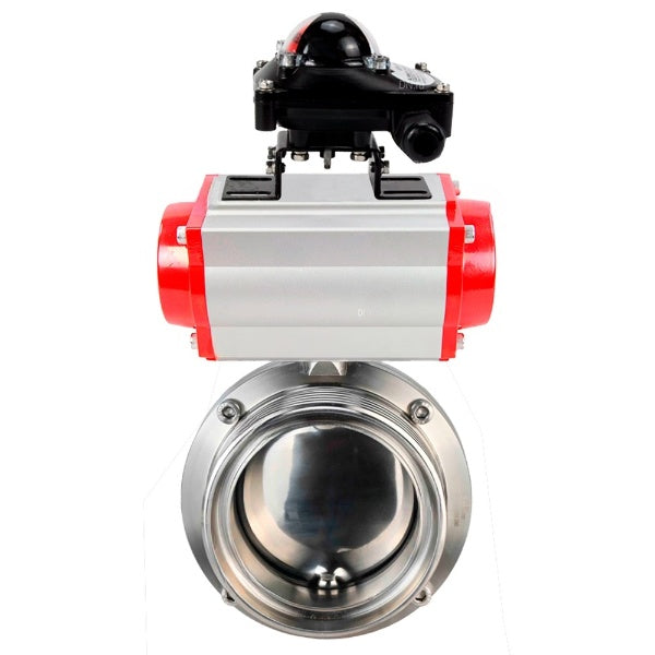 Water Butterfly valves Elephant WBV3131E-2W-T-H, body material - stainless steel AISI 304, seal - EPDM, with pneumatic actuator PA-DA-052 double action, LSU APL-210N