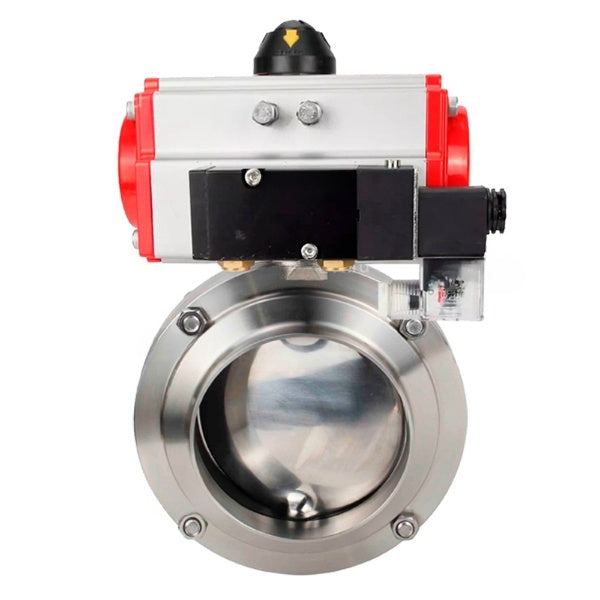 Water Butterfly valves Elephant WBV3131E-2W-W-H, body material - stainless steel AISI 304, seal - EPDM, with pneumatic actuator PA-DA-052 double action, 4M310-08 NAMUR 24V