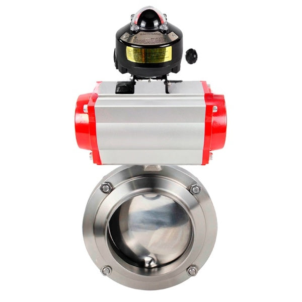 Water Butterfly valves Elephant WBV3131S-2W-W-H, body material - stainless steel AISI 304, seal - Silicon, with pneumatic actuator PA-DA-052 double action, LSU APL-510N EX