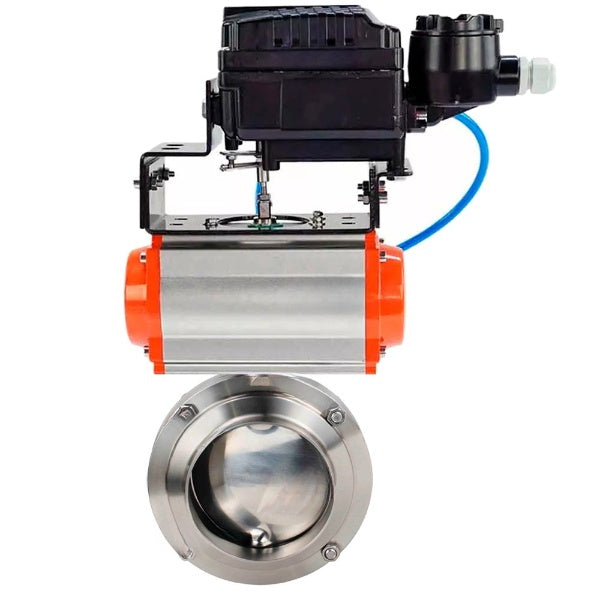 Water Butterfly valves Elephant WBV3131S-2W-W-H, body material - stainless steel AISI 304, seal - Silicon, with pneumatic actuator PA-DA-052 double action, YT-1000RSN with feedback