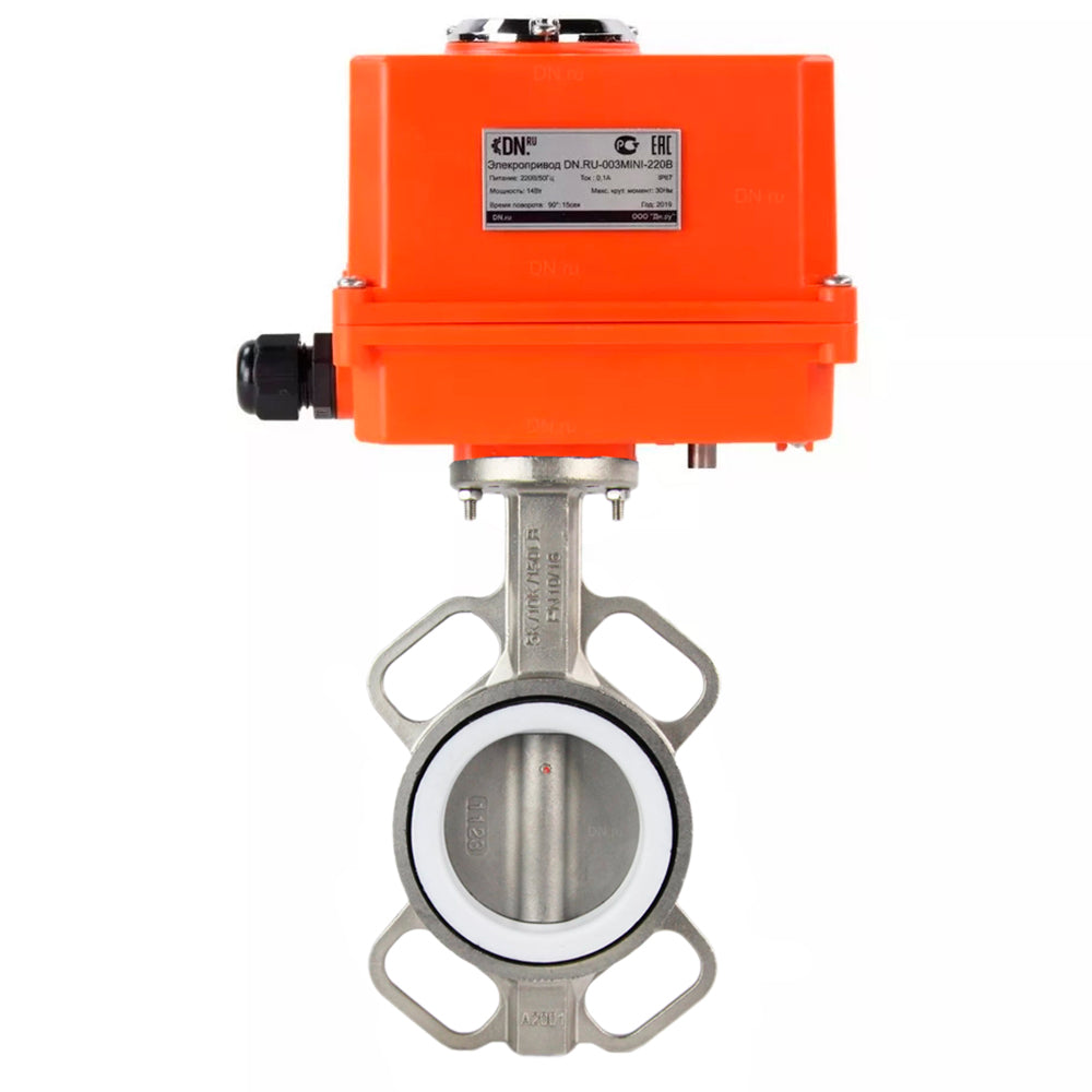 Water Butterfly Valve Elephant WBV3131P-2W-Fb-H, body material - Stainless steel AISI 304, disk material - Stainless steel AISI 304, seal - PTFE, electric actuator QT-N-xEM-O1 220V