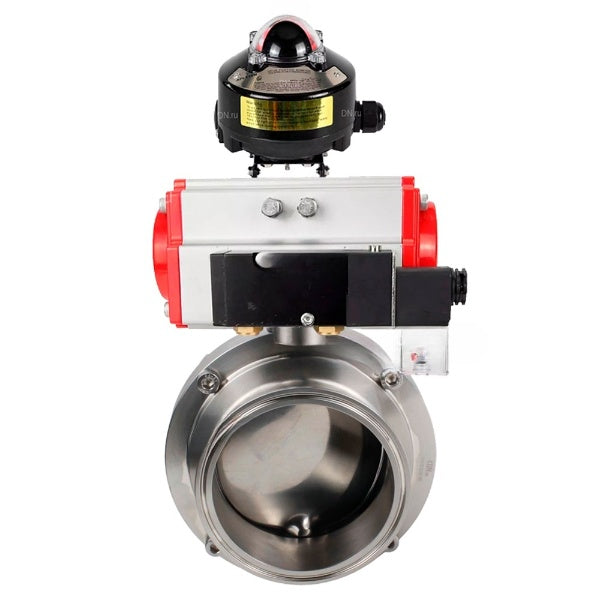 Water Butterfly valves Elephant WBV3131S-2W-C-H, body material - stainless steel AISI 304, seal - Silicon, with pneumatic actuator PA-DA-052 double action, 4M310-08 NAMUR 24V, LSU APL-510N EX