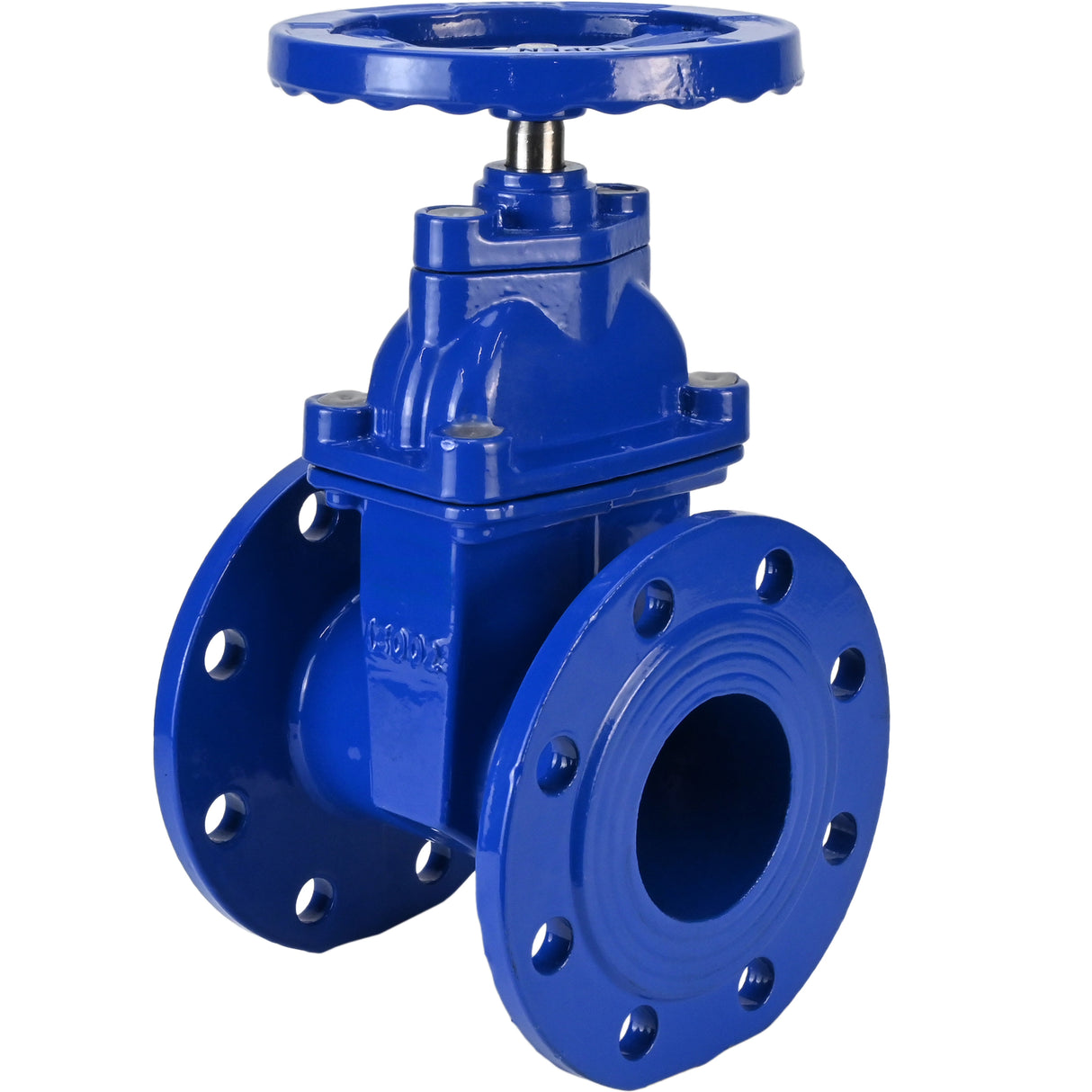 Wedge gate valve Elephant GVWN1414E-2W-F-S, body material - cast iron GGG50, wedge material - cast iron + EPDM, seal - EPDM, handwheel, color - blue