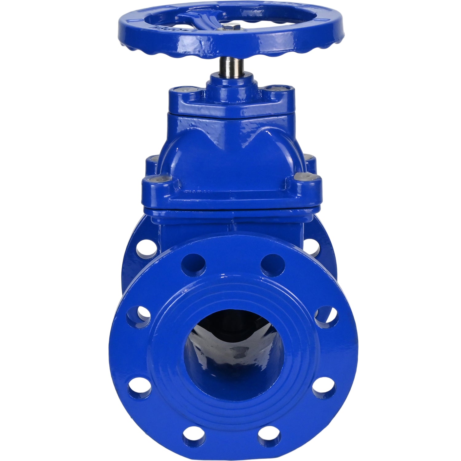 Wedge gate valve Elephant GVWN1414E-2W-F-S, body material - cast iron GGG50, wedge material - cast iron + EPDM, seal - EPDM, handwheel, color - blue