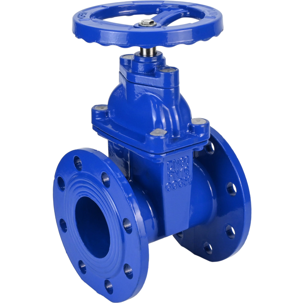 Wedge gate valve Elephant GVWN1414E-2W-F-S, body material - cast iron GGG50, wedge material - cast iron + EPDM, seal - EPDM, handwheel, color - blue