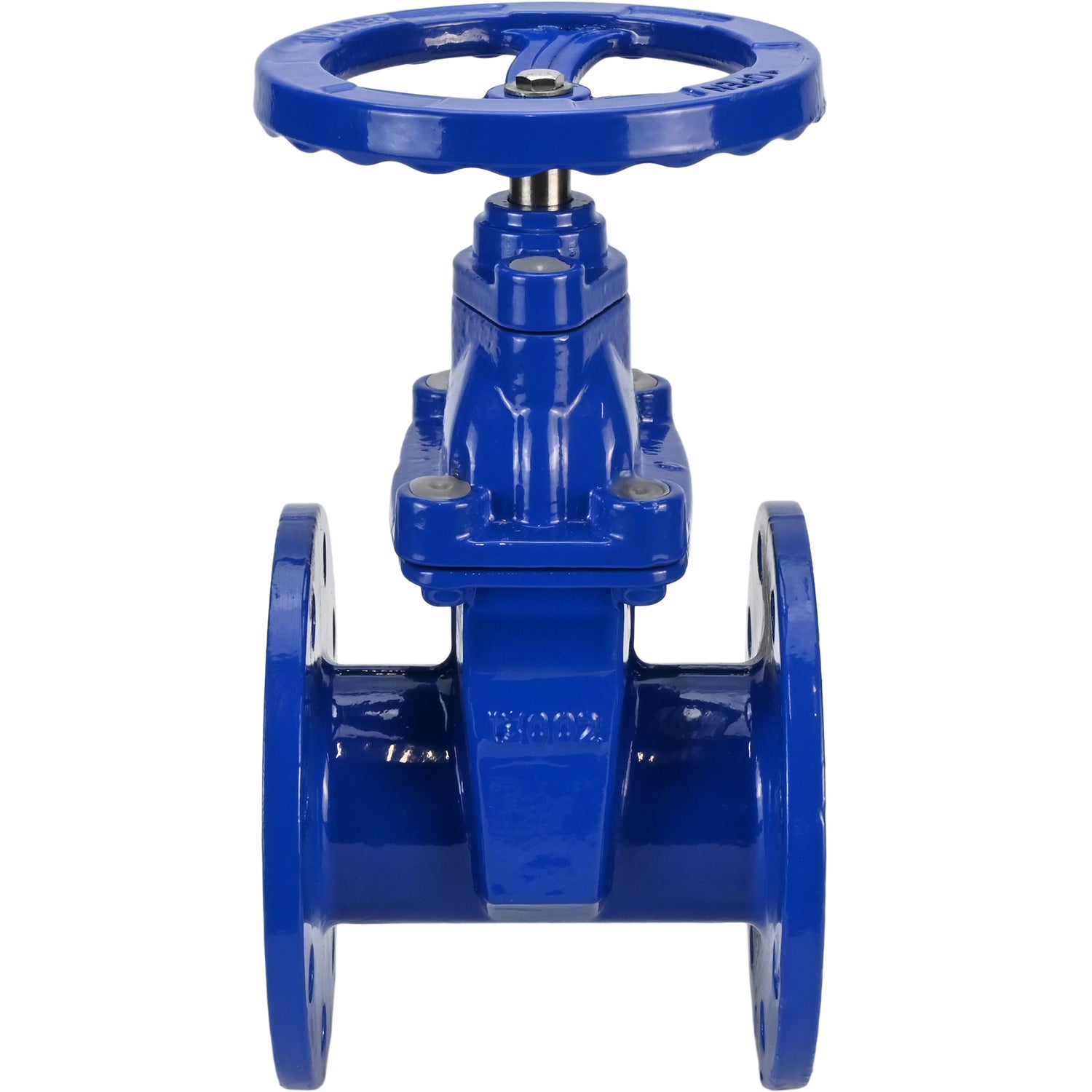 Wedge gate valve Elephant GVWN1414E-2W-F-S, body material - cast iron GGG50, wedge material - cast iron + EPDM, seal - EPDM, handwheel, color - blue