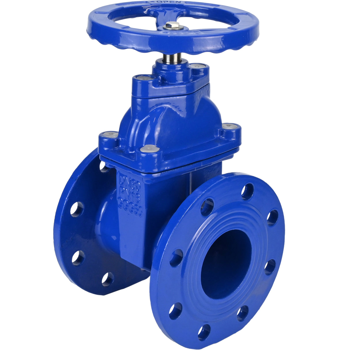 Wedge gate valve Elephant GVWN1414E-2W-F-S, body material - cast iron GGG50, wedge material - cast iron + EPDM, seal - EPDM, handwheel, color - blue
