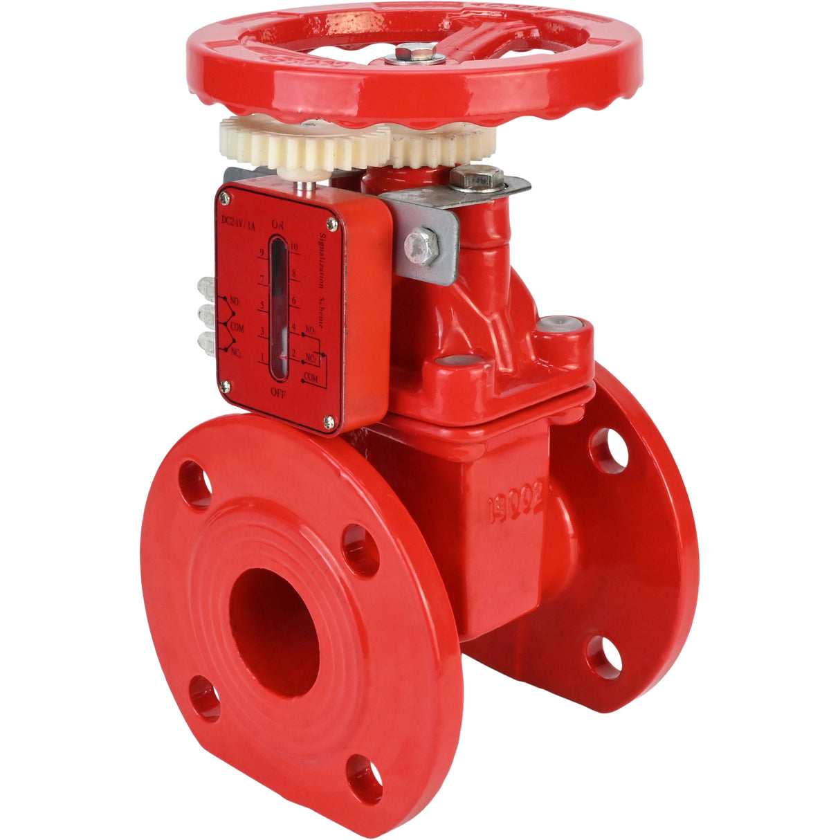 Wedge gate valve Elephant GVWN1414S-2W-F-S, body material - cast iron GGG50, wedge material - cast iron + silicon, seal - silicon, handwheel, color - red