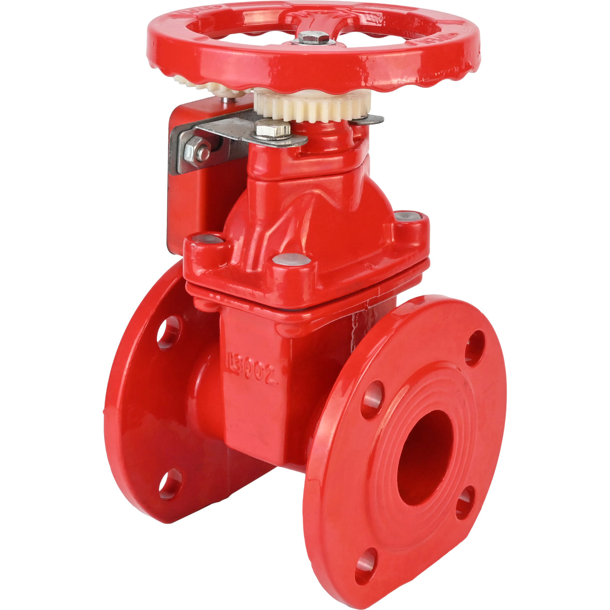 Wedge gate valve Elephant GVWN1414S-2W-F-S, body material - cast iron GGG50, wedge material - cast iron + silicon, seal - silicon, handwheel, color - red