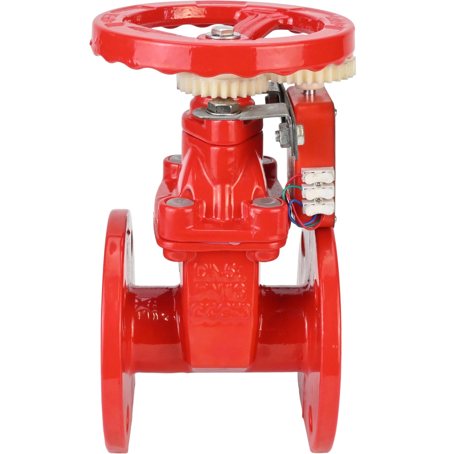 Wedge gate valve Elephant GVWN1414S-2W-F-S, body material - cast iron GGG50, wedge material - cast iron + silicon, seal - silicon, handwheel, color - red