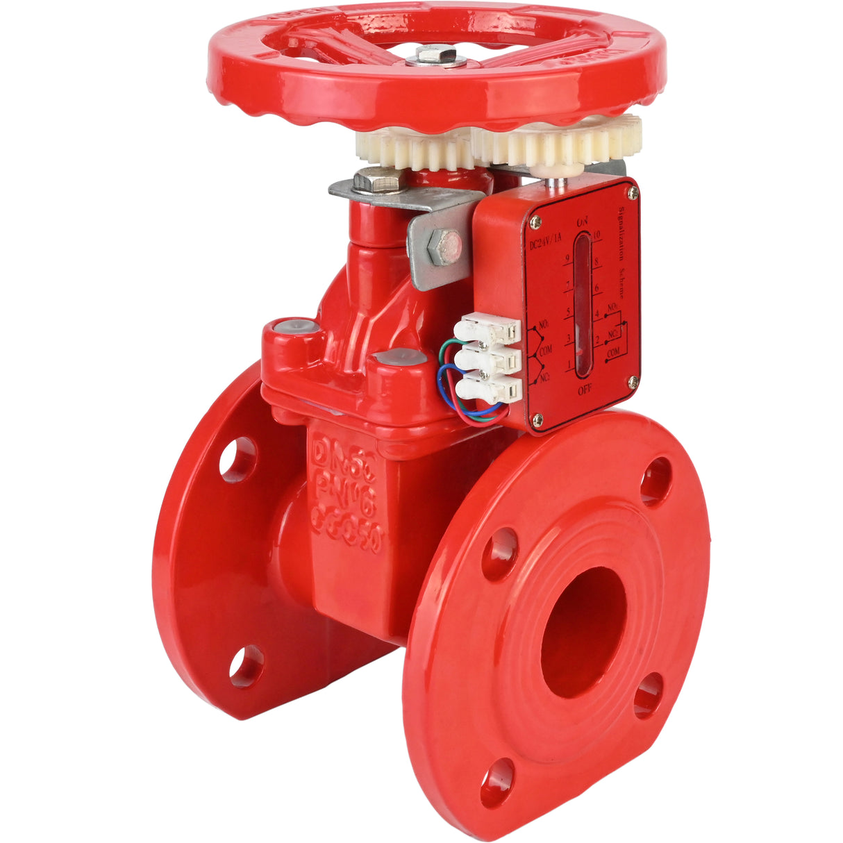 Wedge gate valve Elephant GVWN1414S-2W-F-S, body material - cast iron GGG50, wedge material - cast iron + silicon, seal - silicon, handwheel, color - red