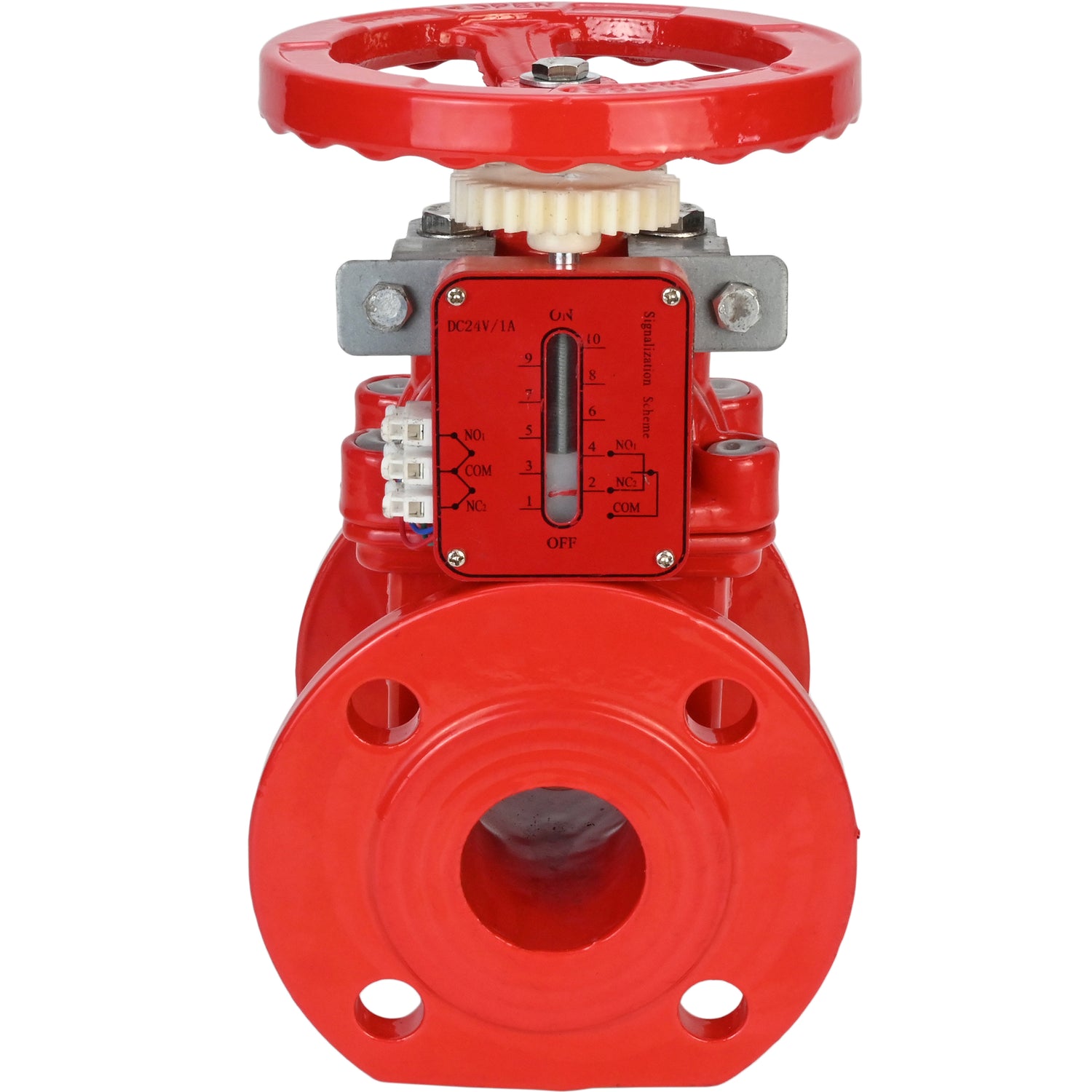 Wedge gate valve Elephant GVWN1414S-2W-F-S, body material - cast iron GGG50, wedge material - cast iron + silicon, seal - silicon, handwheel, color - red