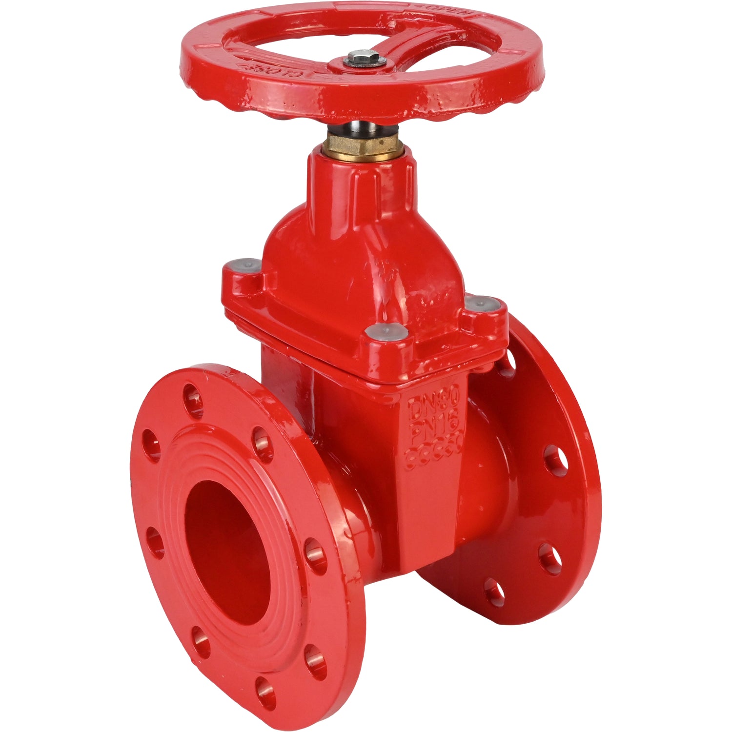 Wedge gate valve Elephant GVWN1414S-2W-F-S, body material - cast iron GGG50, wedge material - cast iron + silicon, seal - silicon, handwheel, color - red