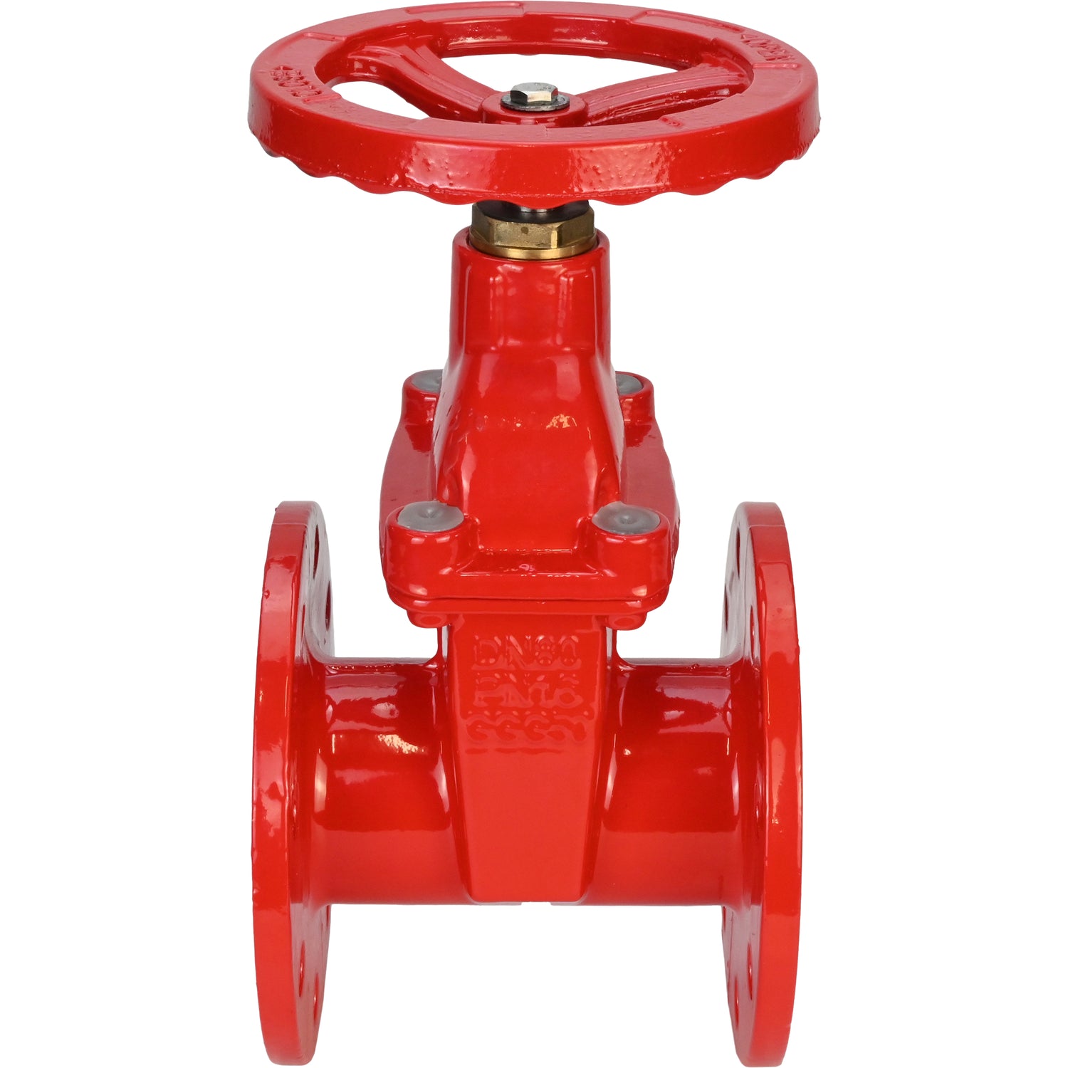 Wedge gate valve Elephant GVWN1414S-2W-F-S, body material - cast iron GGG50, wedge material - cast iron + silicon, seal - silicon, handwheel, color - red