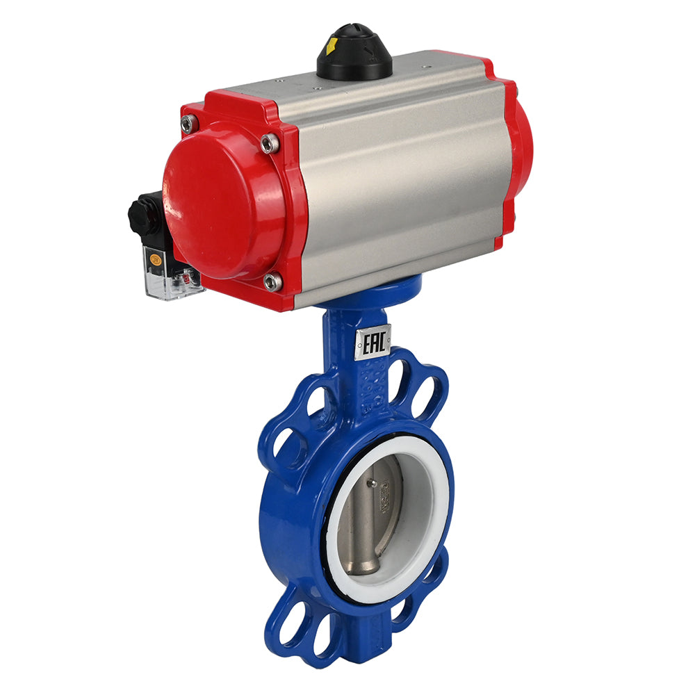 Water Butterfly Valve Elephant st-316l-ptfe-sa-4m310-110/220, body material - carbon steel WCB, disk material - stainless steel AISI 316L, seal - PTFE, pneumatic actuator operated