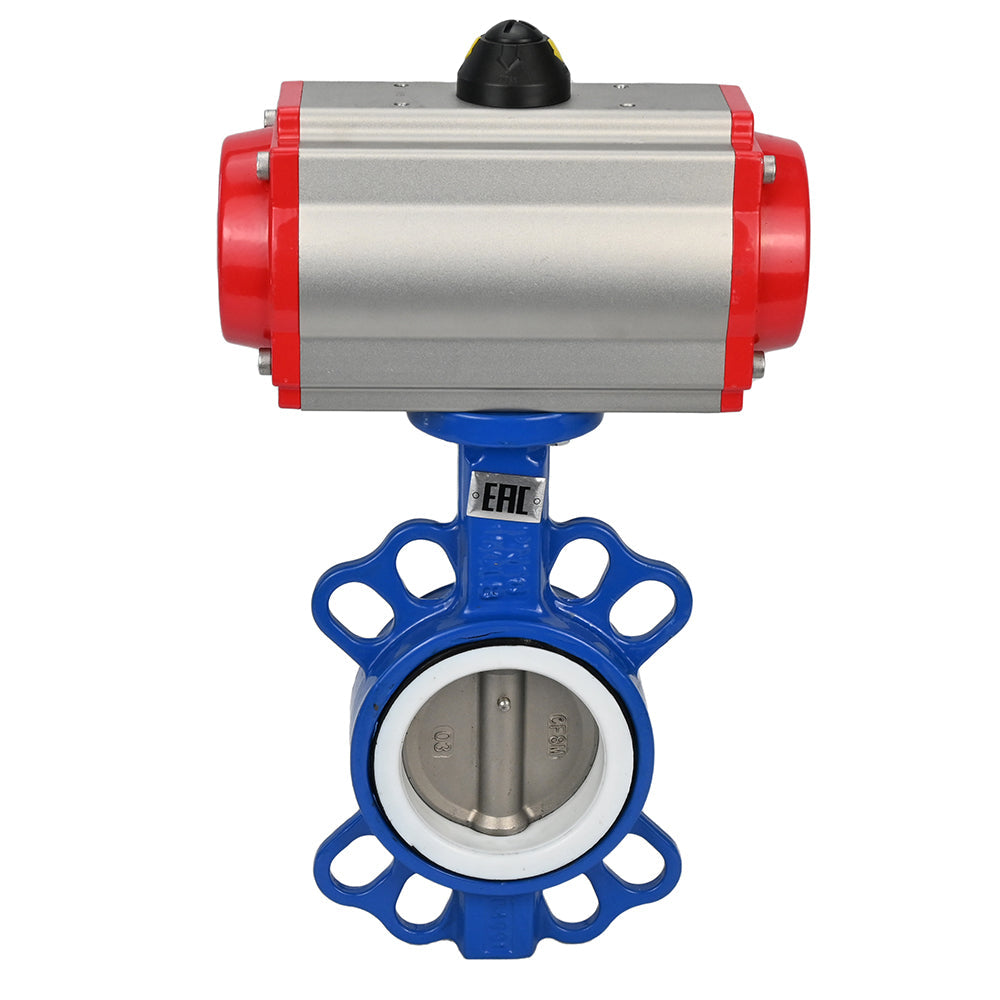 Water Butterfly Valve Elephant st-316l-ptfe-da-4m310-110/220, body material - carbon steel WCB, disk material - stainless steel AISI 316L, seal - PTFE, pneumatic actuator operated