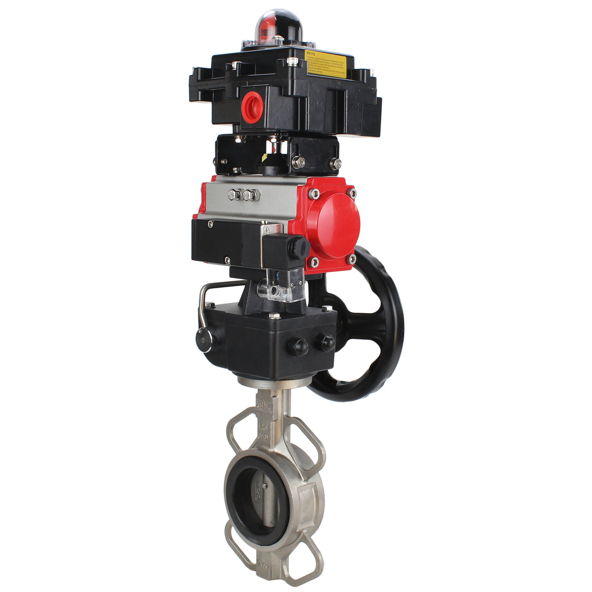 Water butterfly valve Elephant 316L-316L-EPDM body material - stainless steel aisi 316l, disk material - stainless steel AISI 316L, seal - EPDM with pneumatic actuator Elephant DA, with pneumatic distributor 4M310-08 220V, limit switch block APL-410N EX