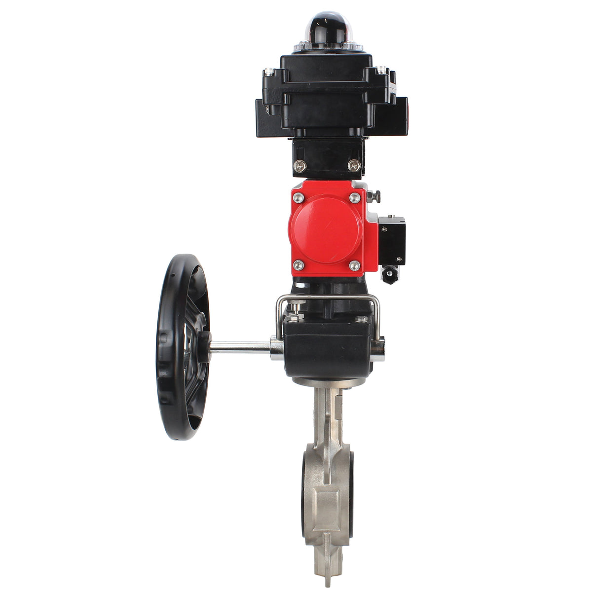 Water butterfly valve Elephant 316L-316L-NBR body material - stainless steel aisi 316l, disk material - stainless steel AISI 316L, seal - NBR with pneumatic actuator Elephant DA, with pneumatic distributor 4M310-08 220V, limit switch block APL-410N EX