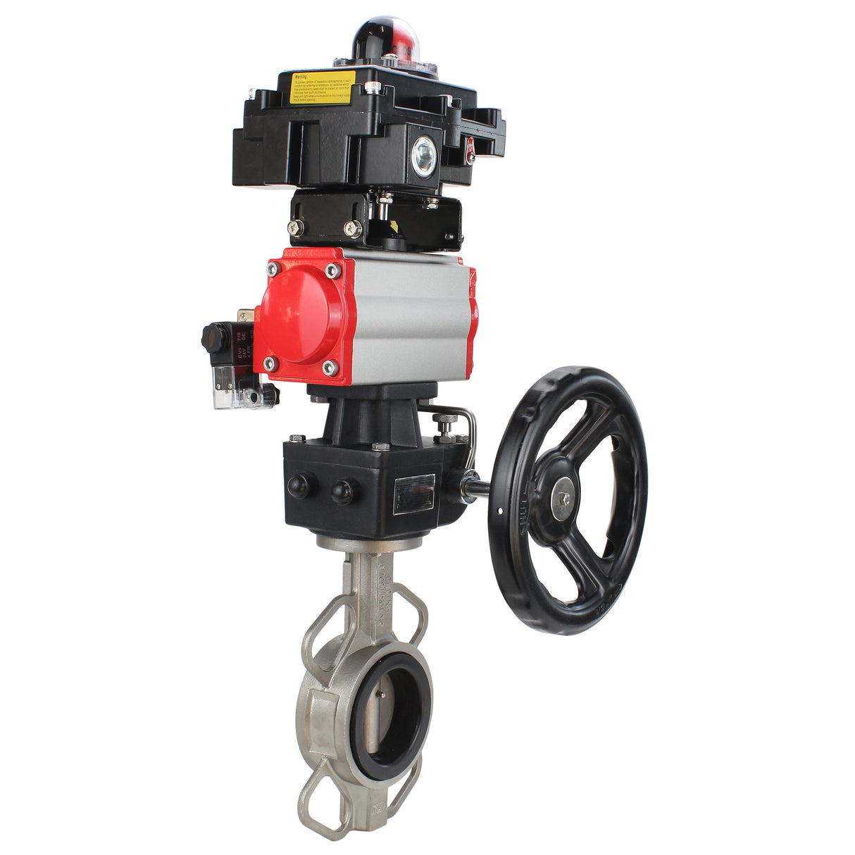 Water butterfly valve Elephant 316L-316L-VITON body material - stainless steel aisi 316l, disk material - stainless steel AISI 316L, seal - Viton with pneumatic actuator Elephant DA, pneumatic distributor 4M310-08 220V, limit switch block APL-410N EX