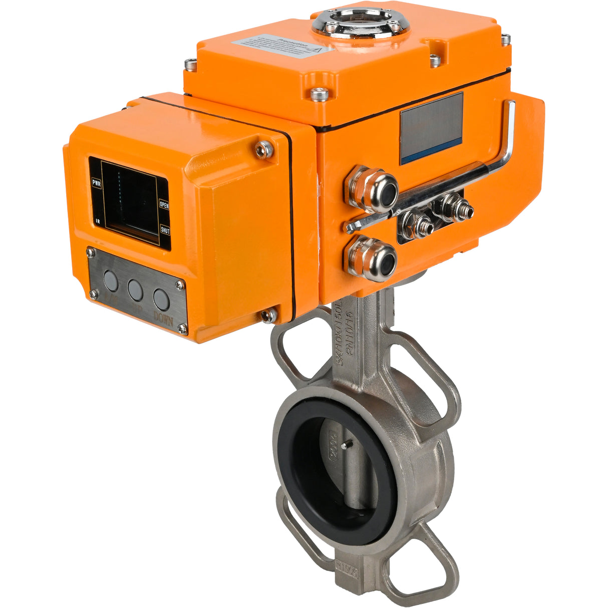 Water Butterfly Valve Elephant 316L-316L-EPDM body material - stainless steel aisi 316l, disk material - stainless steel aisi 316l, seal - EPDM with electric actuator Elephant 220V, feedback sensor and input control signal 0-10V