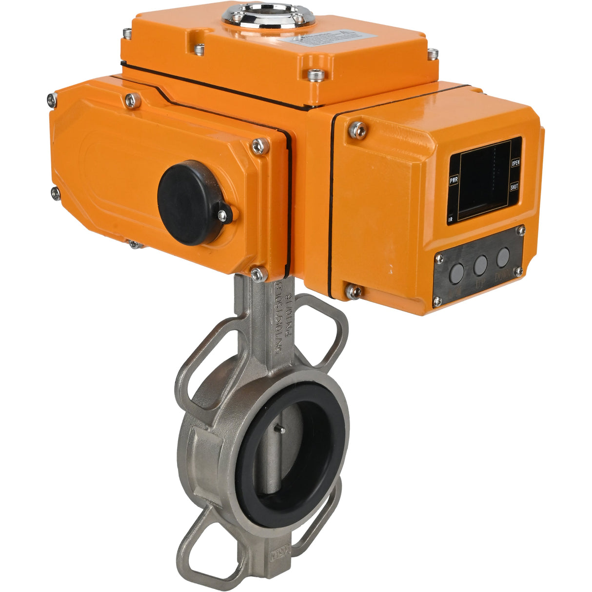 Water Butterfly Valve Elephant 316L-316L-NBR body material - stainless steel aisi 316l, disk material - stainless steel aisi 316l, seal - NBR with electric actuator Elephant 220V, feedback sensor and input control signal 0-10V