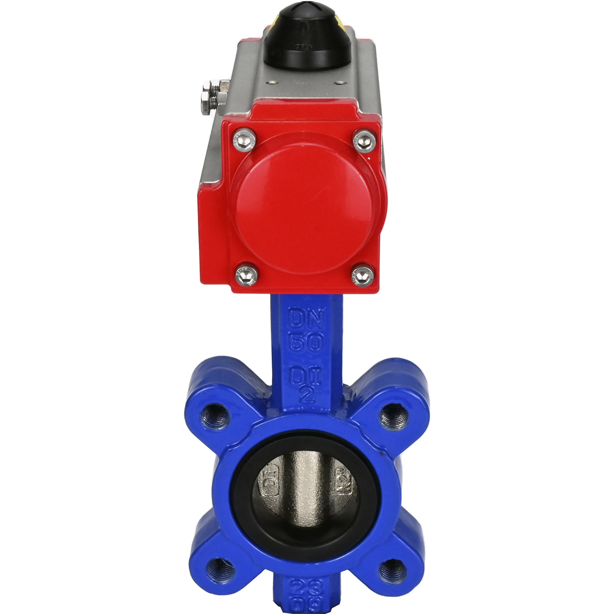 Water Butterfly Valve Elephant WBV1616N-2W-Fb-H, body material - cast iron QT450, disk material - cast iron QT450, seal - NBR, with pneumatic actuator double action PA-DA