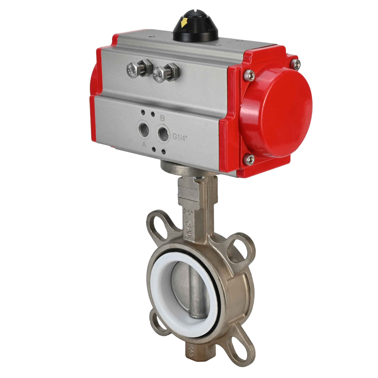 Water Butterfly Valve Elephant WBV3131P-2W-Fb-H, body material - Stainless steel AISI 304, disk material - Stainless steel AISI 304, seal - PTFE, pneumatic actuator PA-SA with return springs