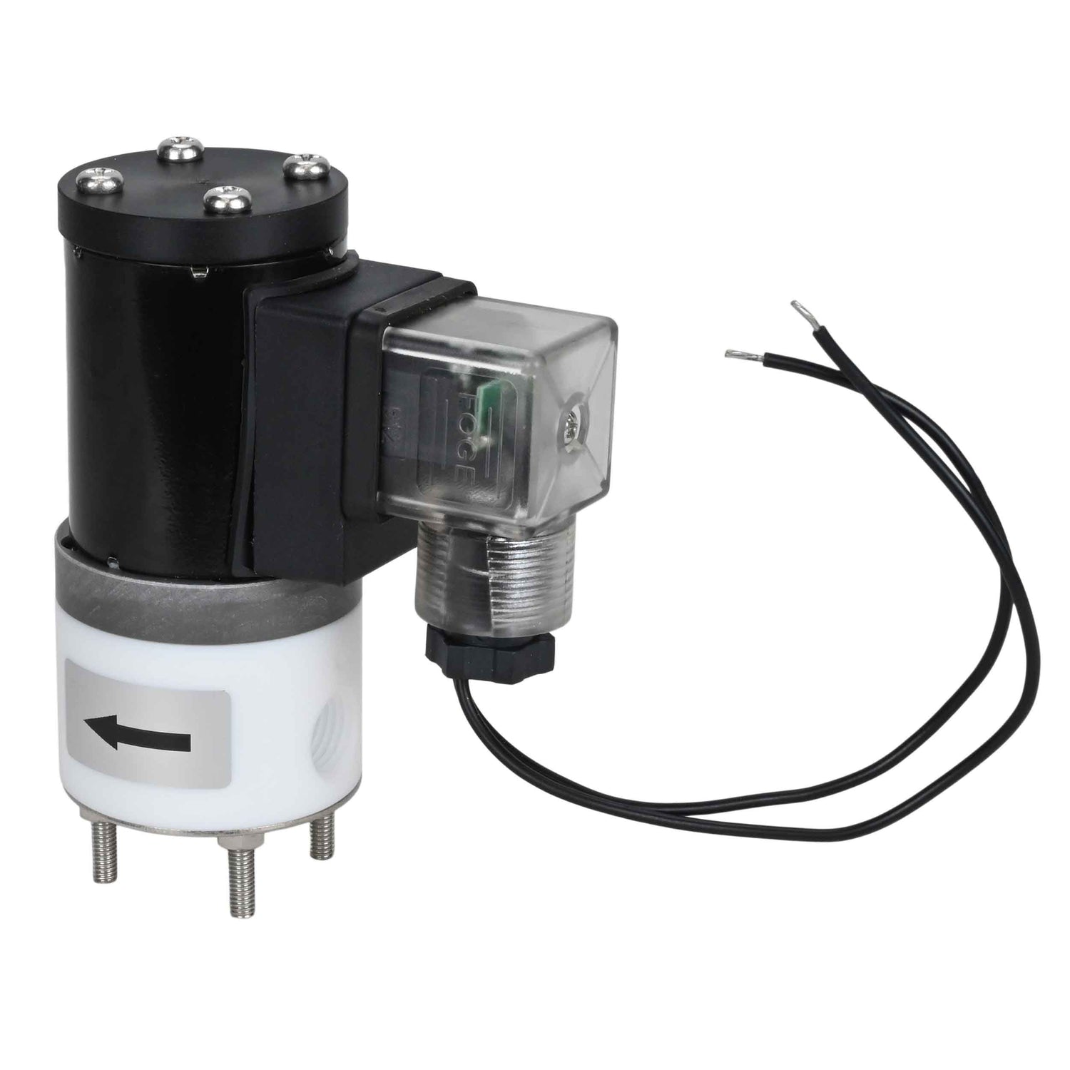 Two way normally closed direct acting electric solenoid valve Elephant DHF11 normally closed PTFE VITON G 110/220V, body material - PTFE, seal - Viton