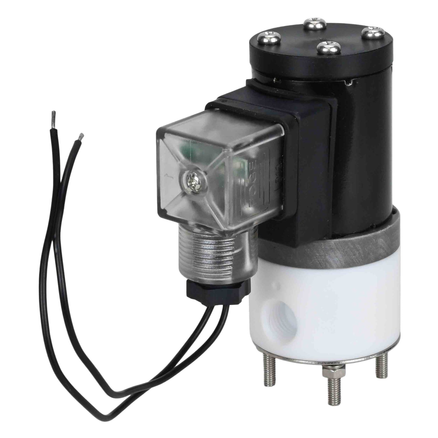 Two way normally closed direct acting electric solenoid valve Elephant DHF11 normally closed PTFE VITON G 24V, body material - PTFE, seal - Viton