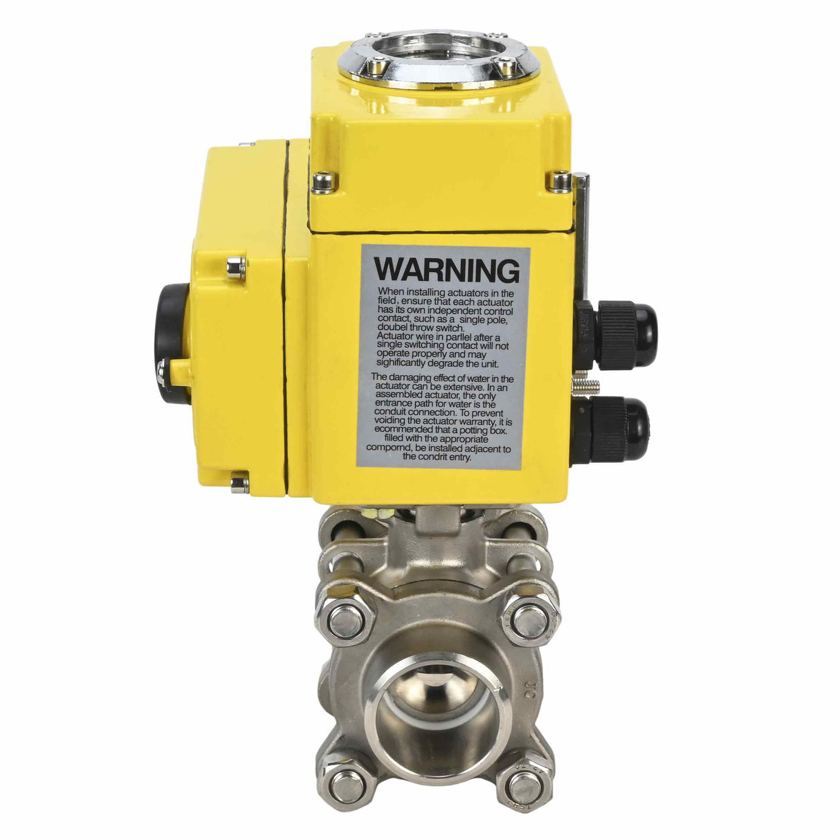 Stainless steel ball valve Elephant BVPP 316,200-ISO 63 bar SS316 full port, for welding, body material - stainless steel, quarter-turn electric actuator Elephant-003 24 V