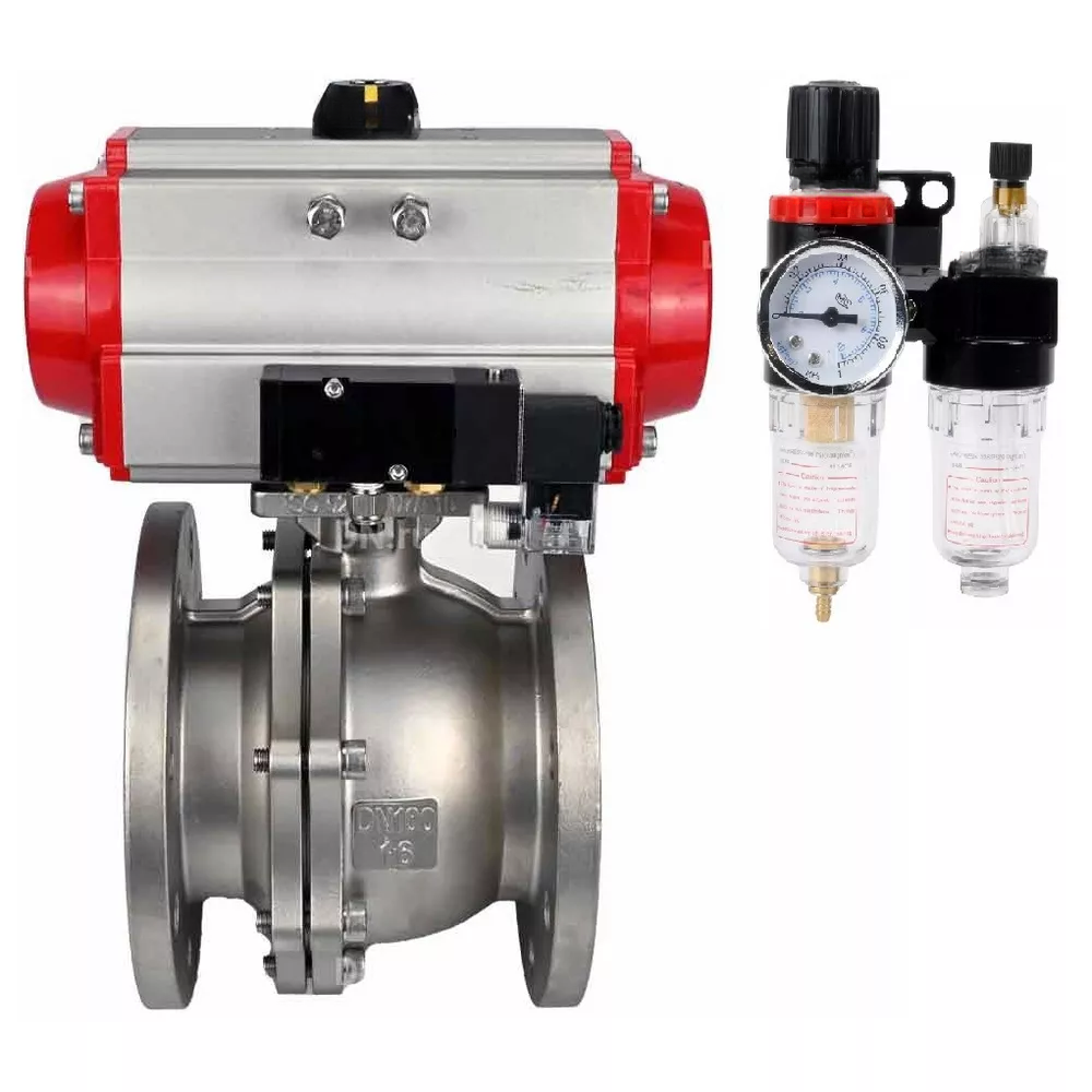 Ball valves Elephant BV3232P(2pc)-FP-F-ISO-R DN200-300 16 bar full bore flanged, body - stainless steel 316, with double-acting PA-DA pneumatic actuator, pneumatic distributor 4M310-08 220V and BPV AFC2000