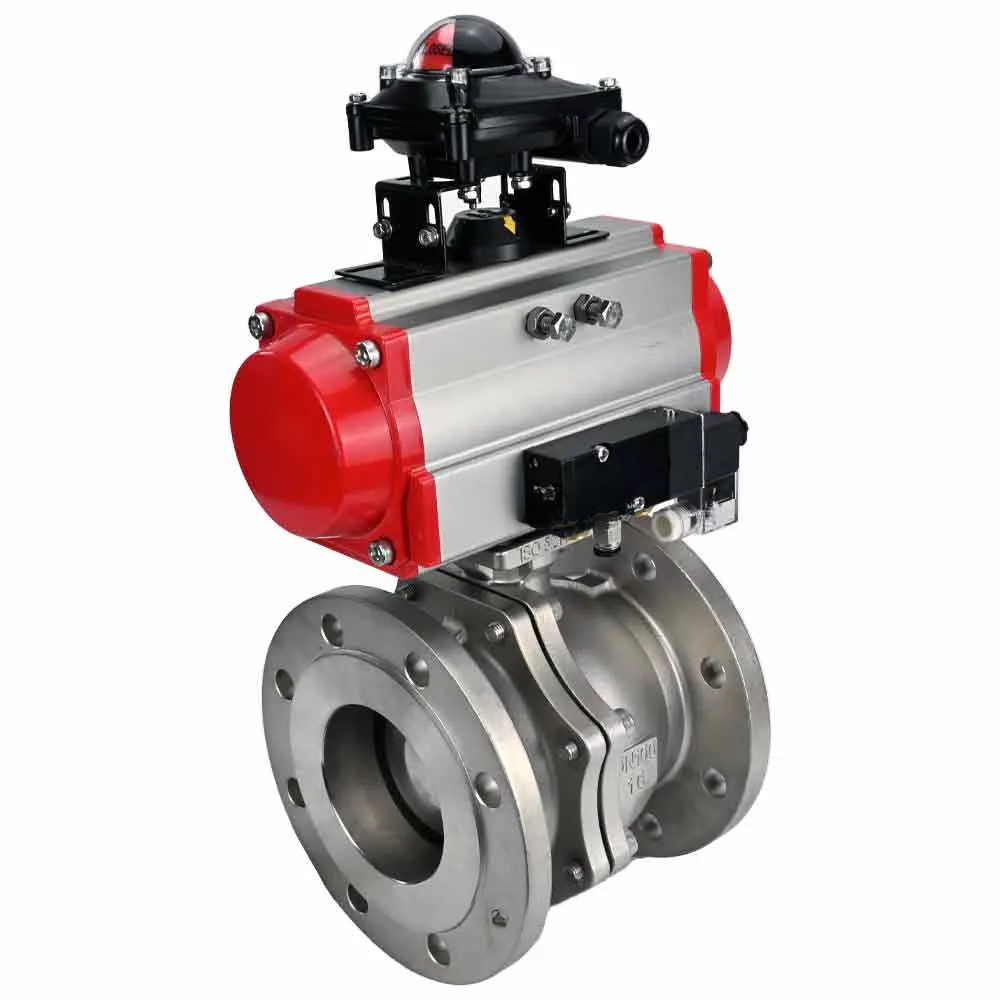 Ball valves Elephant BV3232P(2pc)-FP-F-ISO-R DN200-300 16 bar full bore flanged, body - stainless steel 316, with double-acting PA-DA pneumatic actuator, pneumatic distributor 4V320-08 220V and BKV APL-510N EX