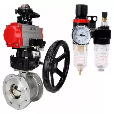 Ball valves Elephant BV3232P(2pc)-FP-F-ISO-R DN200-250 16 bar full bore flanged, body - stainless steel 316, with double-acting PA-DA pneumatic actuator, pneumatic distributor 4V320-08 220V, BKV APL-410N EX, gearbox MON-ISO and BPV AFC2000