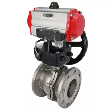 Ball valves Elephant BV3232P(2pc)-FP-F-ISO-R DN200-250 16 bar full bore flanged, body - stainless steel 316, with double-acting PA-DA pneumatic actuator, pneumatic distributor 4V320-10 220V and MON-ISO gearbox
