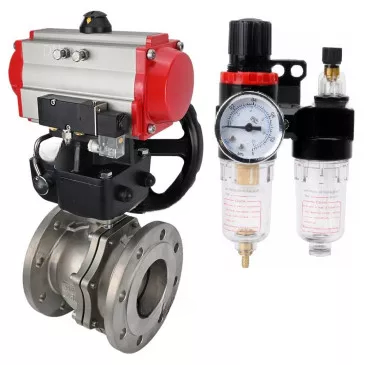 Ball valves Elephant BV3232P(2pc)-FP-F-ISO-R DN200-250 16 bar full bore flanged, body - stainless steel 316, with double-acting PA-DA pneumatic actuator, pneumatic distributor 4M310-08 24V, MON-ISO reducer and BPV AFC2000